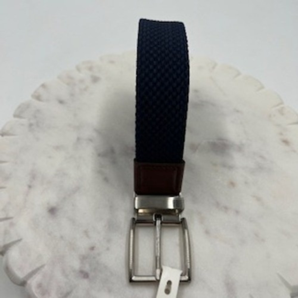 Goodfellow & Co Mens Reversible Braided Stretch Belt Navy Tan Large 36-40 NEW